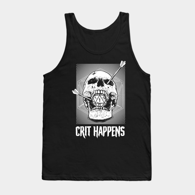 DND D20 Crit Happens Fail Dice Roll Tank Top by NerdGamePlus